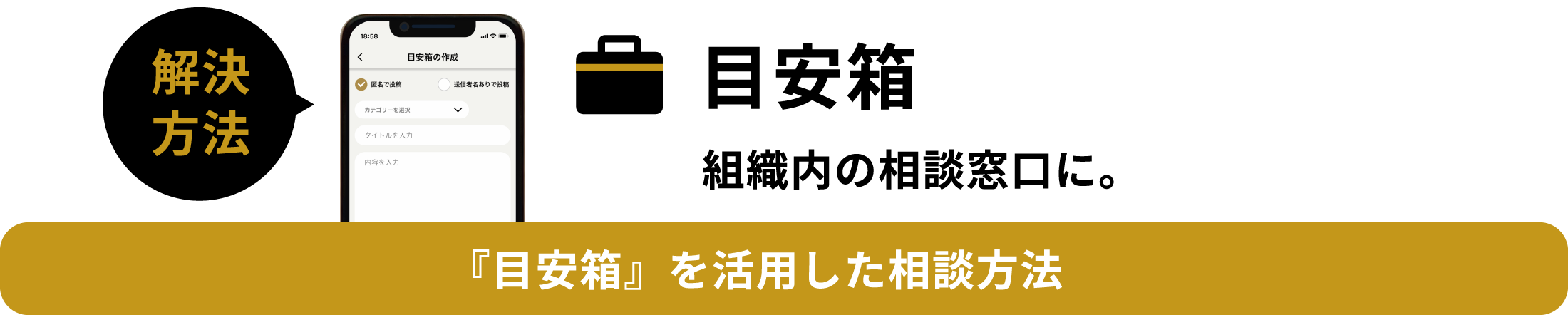 解決方法目安箱社内の問題を匿名で投稿 目安箱を活用した、社内環境の整備 